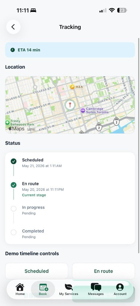 Track your service with live status updates